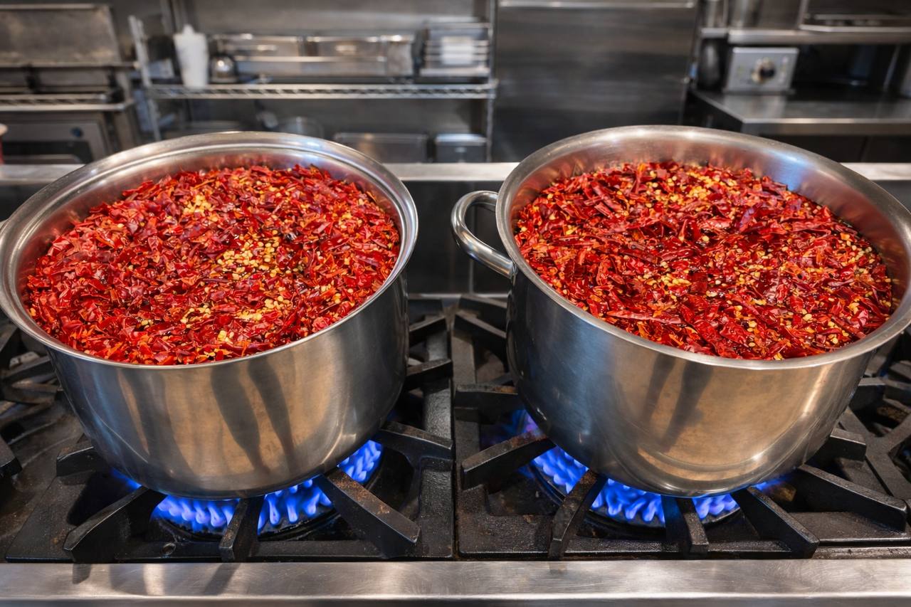 Chile de &aacute;rbol peppers on open flame &mdash; CR Hot Honey